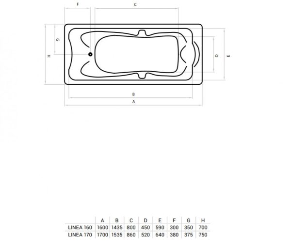Favorit LINEA szaniter akril kád 170 x 75 cm - Image 5
