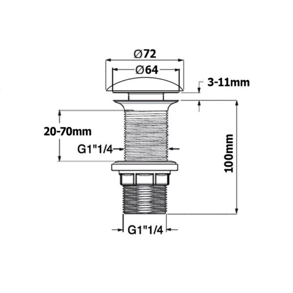 Klikk - klakk leeresztőszelep - KEREK - matt szürke - túlfolyó NÉLKÜLI mosdókagylóhoz - Ø 73 mm - Image 3