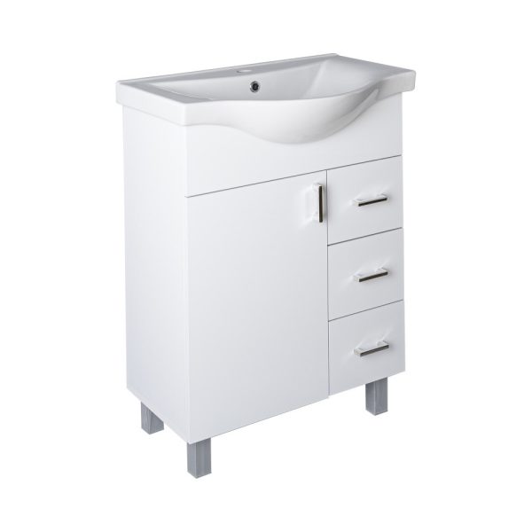 Viva STYLE Bianka 65 lábon álló fürdőszobabútor 3 fiókos Sanovit ALBATROS10065 mosdóval 64,5x46,5cm - DD650-3F - Image 2