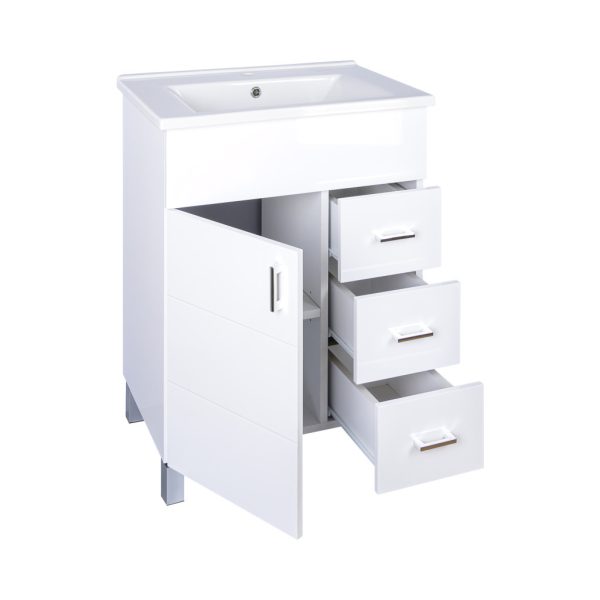Viva STYLE Karina 75 lábon álló fürdőszobabútor 3 fiókos Sanovit ATRIA 9075 mosdóval 75 x 45,5 cm - DD750-3F - Image 4