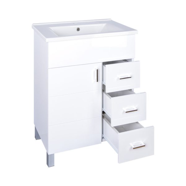 Viva STYLE Karina 75 lábon álló fürdőszobabútor 3 fiókos Sanovit ATRIA 9075 mosdóval 75 x 45,5 cm - DD750-3F - Image 5
