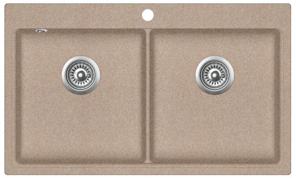 Evido Quadro 9 két medencés gránit mosogató 860 x 510 x 200 mm avena - 105724