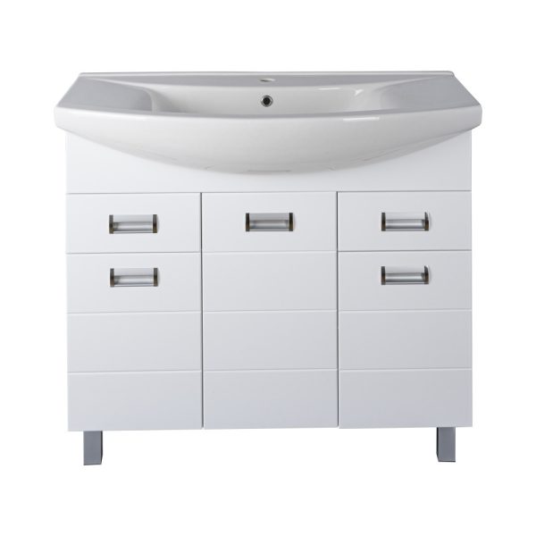 Viva SZQUARE 100 lábon álló fürdőszobabútor Sanovit ZENON 6095 porcelán mosdóval 97 x 51 cm - S100