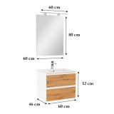 Vario Forte 60 komplett fürdőszoba bútor fehér-tölgy színben - Vario003-k - Image 3