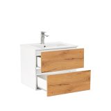 Vario Forte 60 komplett fürdőszoba bútor fehér-tölgy színben - Vario003-k - Image 5