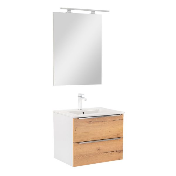 Vario Trim60 komplett fürdőszoba bútor fehér-tölgy színben - Vario012-k