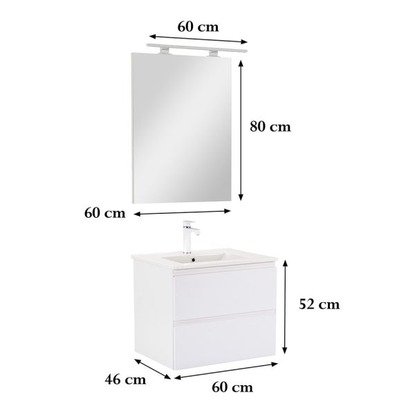 Vario Pull 60 komplett fürdőszobabútor fehér-fehér színben - Vario019-k - Image 3