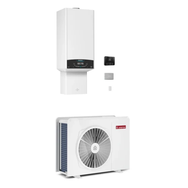 Ariston Genus One+ Hybrid Plus 24/50 Net R32 hybrid rendszer 3302594 24 kW-os fali fűtő kondenzációs gázkazán 5 kW-os hőszivattyúval