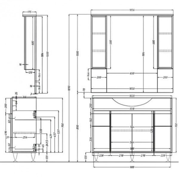 Bianca Plus 105 komplett fürdőszobabútor, aida dió színben  - B105ADAD - Image 2