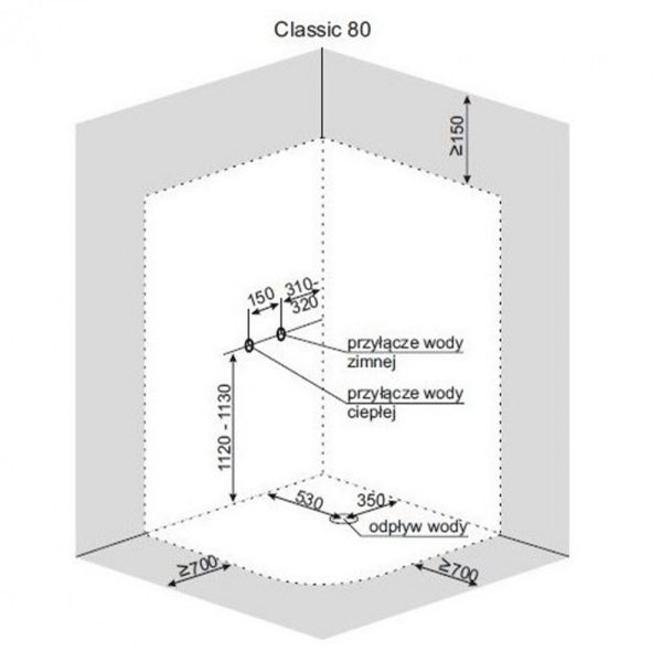 CLASSIC íves zuhanykabin szürke hátfallal zuhanytálcával - CLASSIC90GREY - Image 2