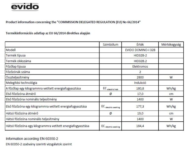 Evido DOMINO-I 32B indukciós domino főzőlap 30 cm fekete - HID32B-2 - Image 2