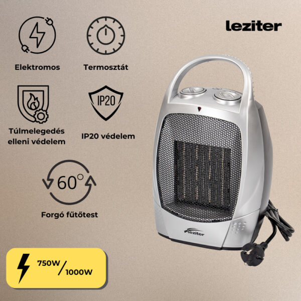 Loa forgó elektromos kerámiabetétes hősugárzó 750W/1500W - Image 5