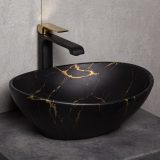 KR-707 fekete-arany kerámia design mosdó márvány mintával - KR707-MARBLE-BL-G - Image 3