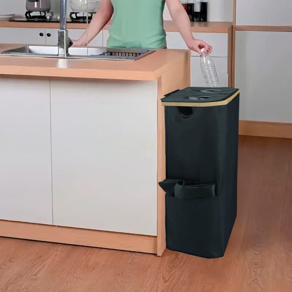Szelektív palackgyűjtő két rekeszes 140l fekete - Image 3