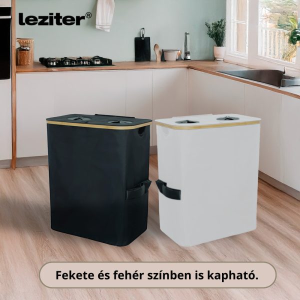 Szelektív palackgyűjtő két rekeszes 140l fekete - Image 6