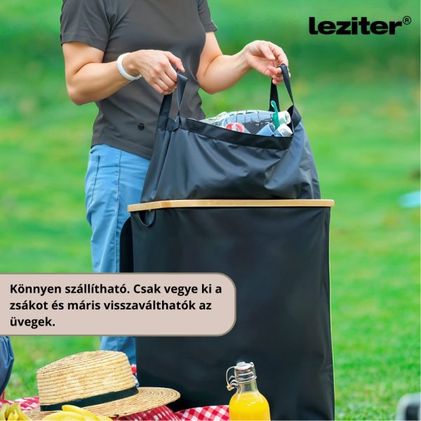 Szelektív palackgyűjtő két rekeszes 140l fekete - Image 8
