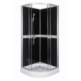 Classic 80x80 cm Black íves hátfalas zuhanykabin zuhanytálcával - CLASSIC80BLACK-F
