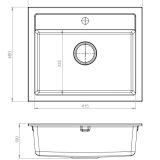 H2 Salio homok egymedencés gránit mosogatótálca 480 x 480 x 190 mm - Image 2