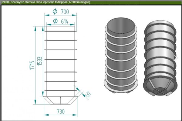DN 600 szennyvízátemelő akna fedlappal-helyszíni átvétel
